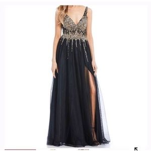 Gianni bini black crystal prom dress
